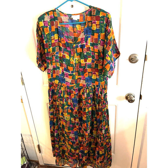 Baani's L.A. California Maxi Dress Cotton India Large Grunge Boho Vintage 80's - Picture 3 of 4